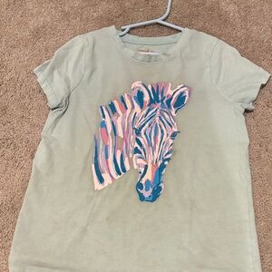 Cat & Jack Light Blue Tee with Pink and Blue Zebra